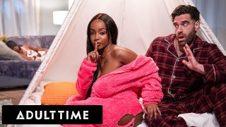 ADULT TIME - Lily Starfire Seduces Stepdaddy For Sneaky Fuck In Same Room As Oblivious Stepmom!